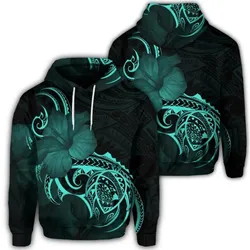 Alohawaii Hoodie - Hawaiian Map Turtle Hibiscus Divise Polynesian Hoodie Turquoise - AH - JR