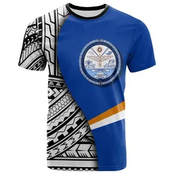 Marshall Islands T shirt - Coat Of Arm and Polynesian Patterns