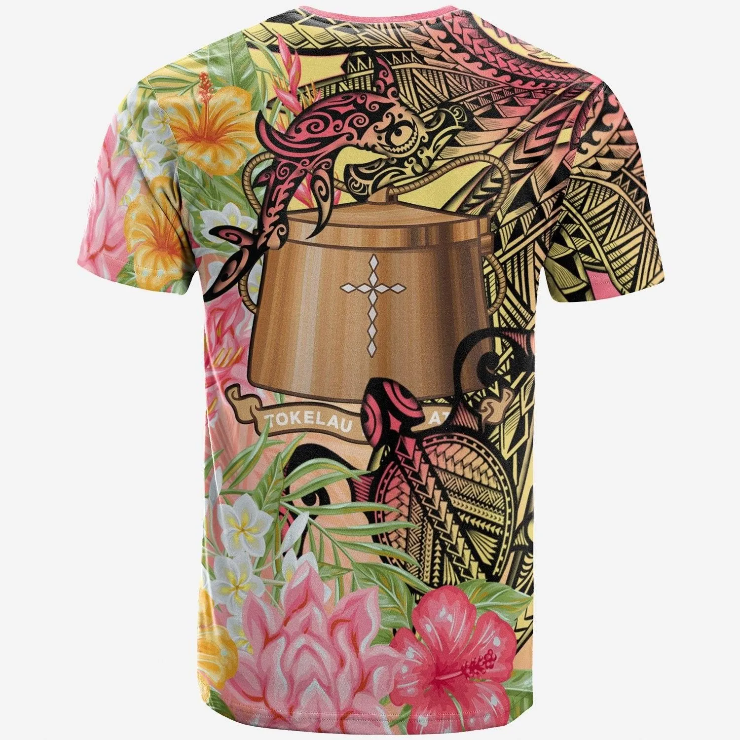 Tokelau T-Shirt - Flowers Tropical With Sea Animals
