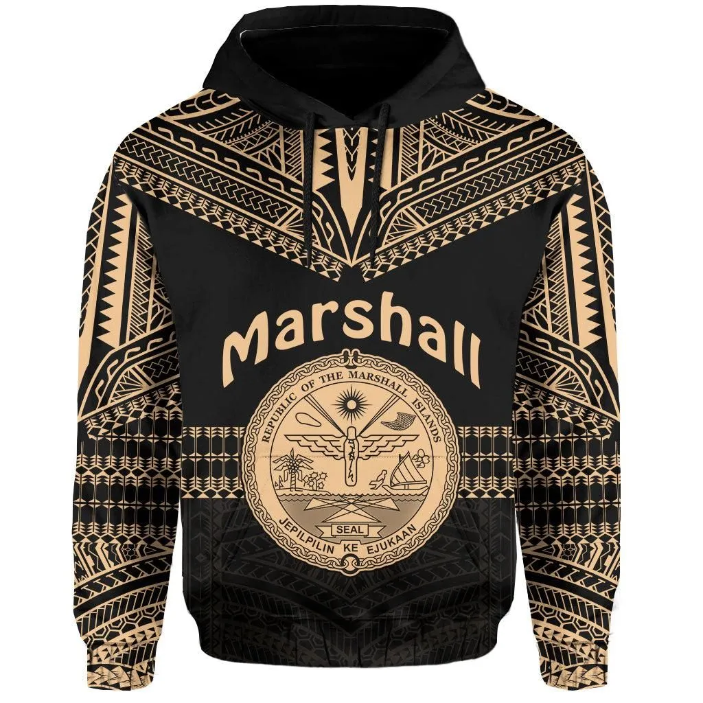 (Custom Text and Number) Marshall Islands Hoodie Best Tattoo Version Golden LT13