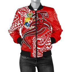 FamilyGater Jacket - Bomber Jacket Tonga - Red Shark Polynesian Tattoo - BN18