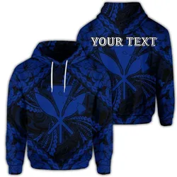 (Personalised) Hawaiian Map Kanaka Hibiscus Blue Polynesian Hoodie