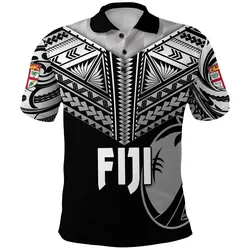 Fiji Rugby Polo Shirt Coconut Sporty Vibes - Full Black