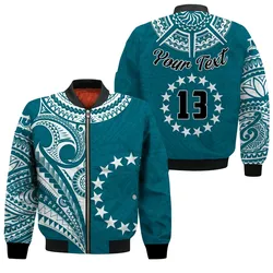 (Custom Text and Number) Cook Islands Tatau Bomber Jacket Symbolize Passion Stars Version Blue LT13