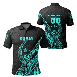 (Custom Personalised) Guam Rugby Polo Shirt Polynesian Patterns Style - Turquoise LT16