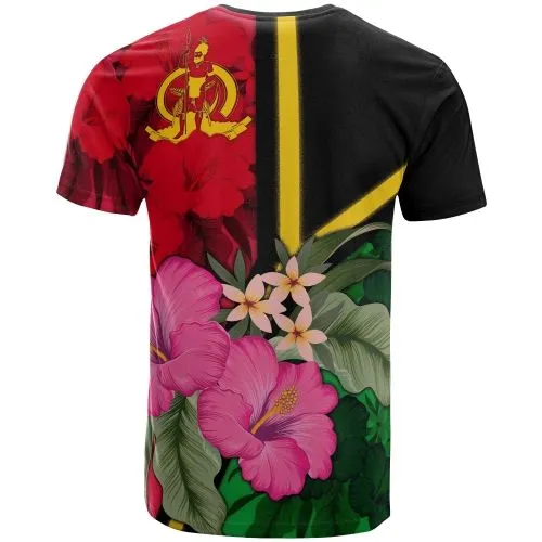 Vanuatu  T-Shirts - Vanuatu Flag with Hibiscus