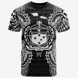 Samoa All Samoa Coat Of Arms Map Polynesian Tattoo White Black Unisex 3D T-Shirt All Over Print ONCIN