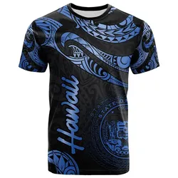 Hawaii Polynesian T Shirt - Poly Tattoo Blue Version