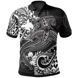 Papua New Guinea Polo Shirt - White Shark Polynesian Tattoo - BN18