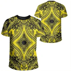 Polynesian Plumeria Mix Yellow Black T Shirt Ah Jr Hawaiian Shorts Beach Short Sleeve