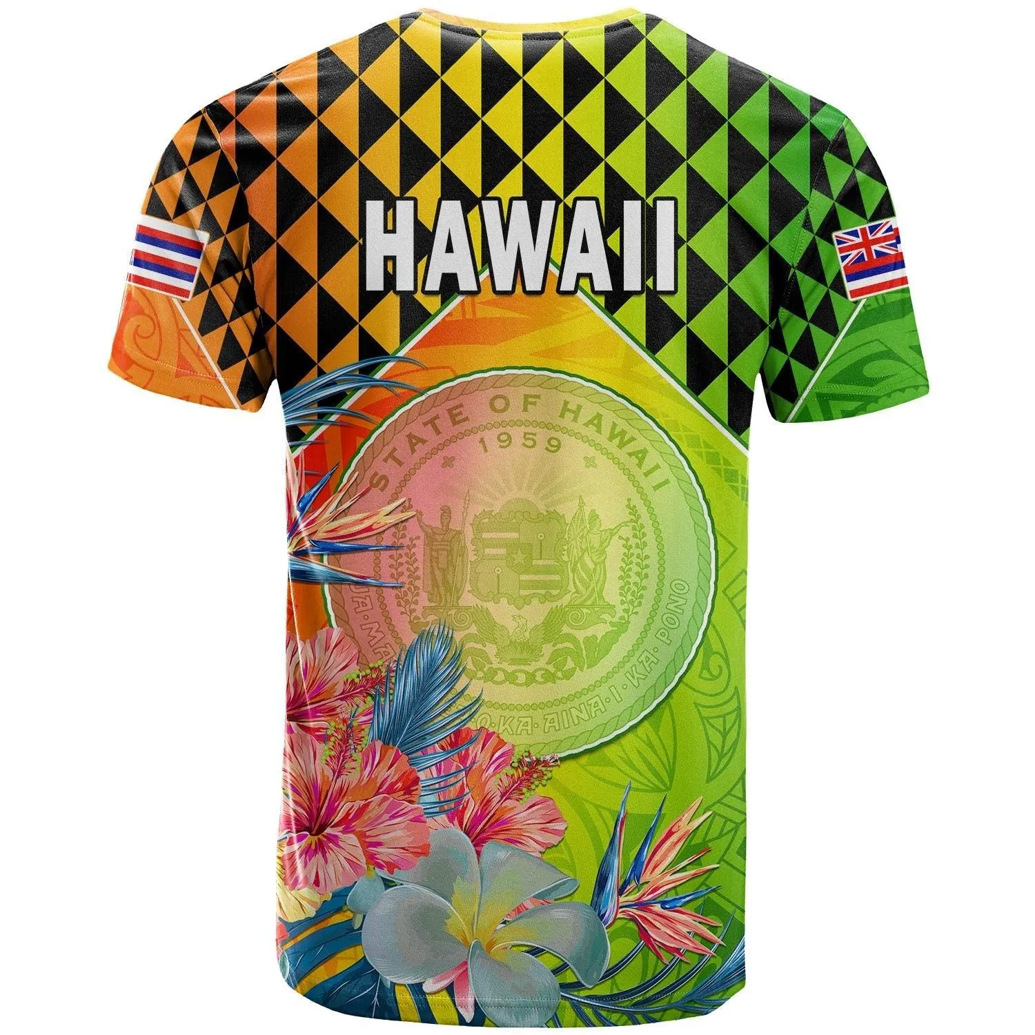 Happy Hawaii Fathers Day T Shirt Hawaiian Tribal Kanaka Maoli Hibiscus LT14