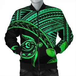 FamilyGater Jacket - Hawaiian Turtle Plumeria Kakau Polynesian Quilt Bomber Jacket Neo Green AH - J0R