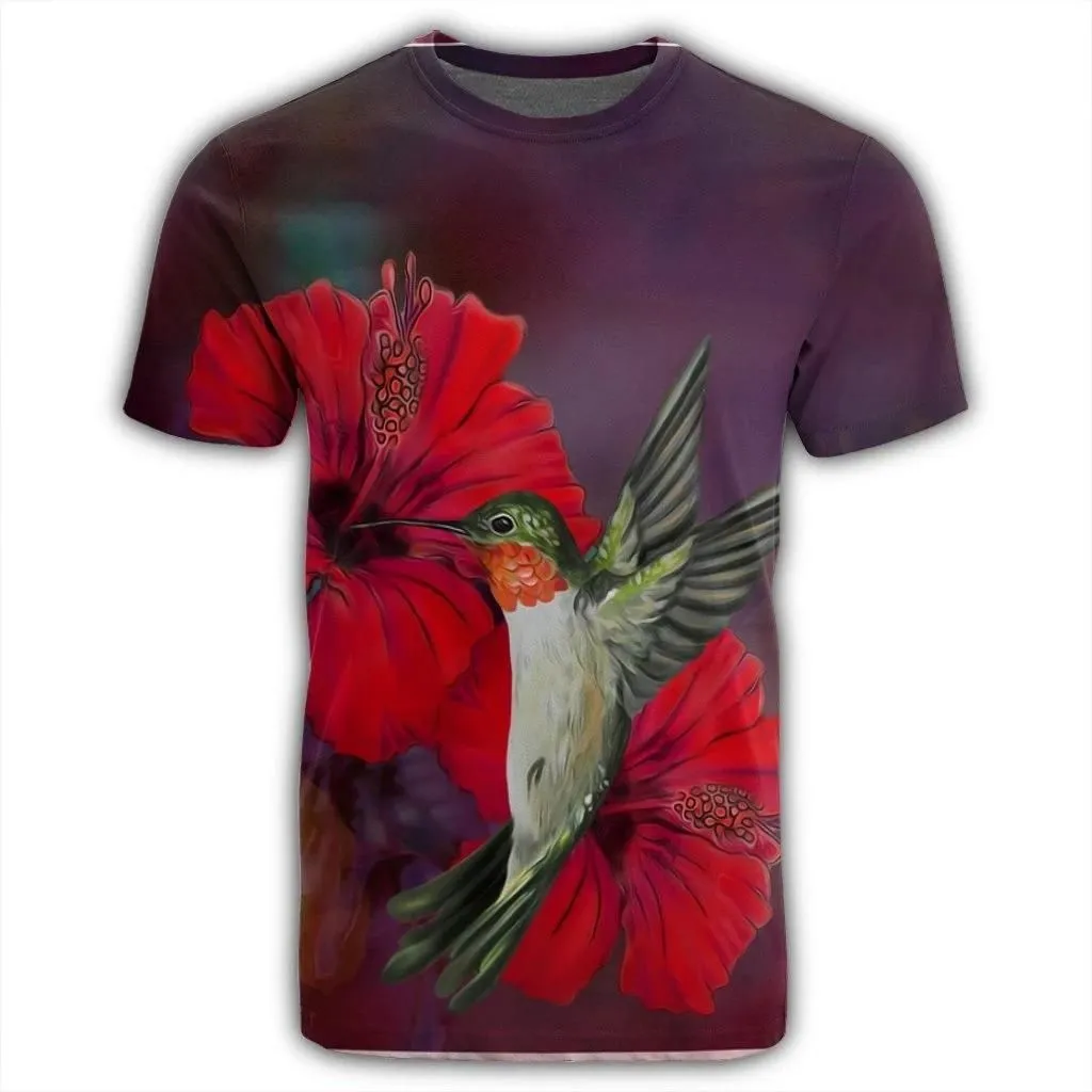 Alohawaii Tee - Hawaiian Hummingbird And Hibiscus Polynesian T-shirt AH - JR