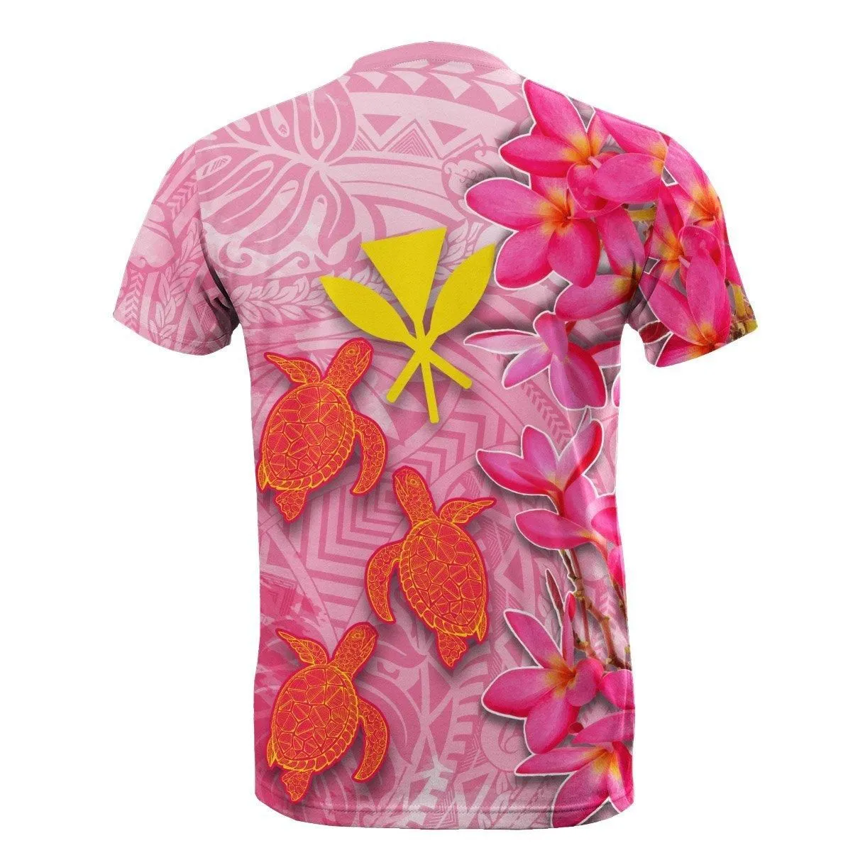 Hawaii T Shirt - Polynesian Pink Plumeria Turtle