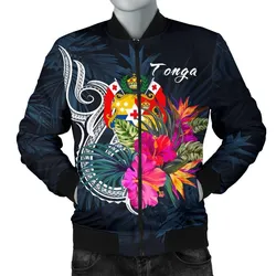 Tonga Polynesian Mens Bomber Jacket - Tropical Flower
