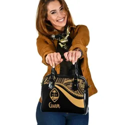 Guam Shoulder Handbag - Gold Polynesian Tentacle Tribal Pattern