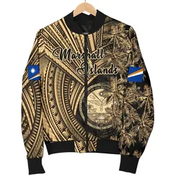 Marshall Islands Mens Bomber Jacket Polynesian with Coconut Tree