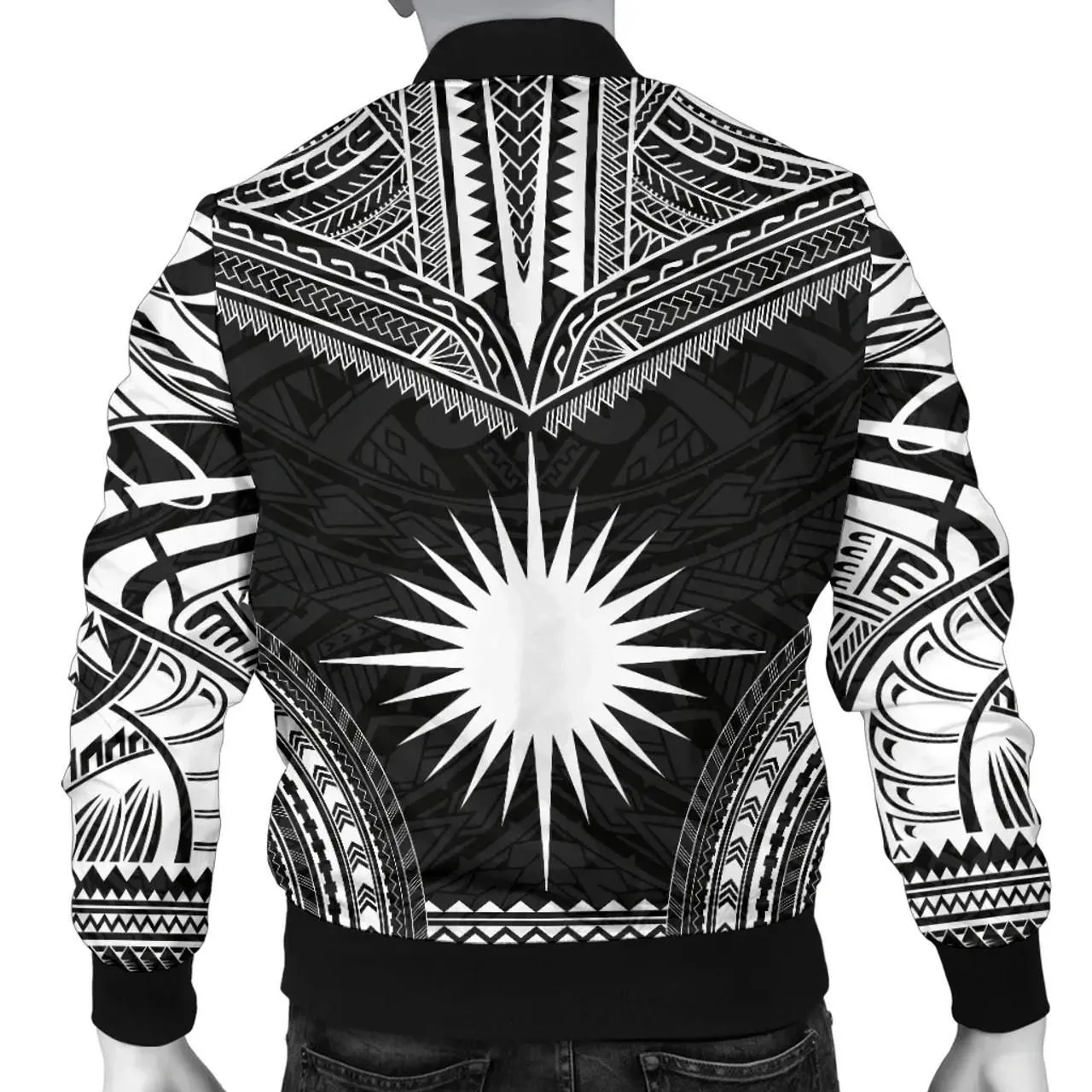 Marshall Islands Polynesian Chief Bomber Jacket - Black Version