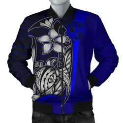 Tonga Micronesia Mens Bomber Jackets Blue - Turtle With Hook
