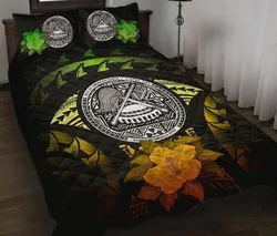 American Samoa Polynesian Hibiscus Reggae Quilt Bedding Set-ML