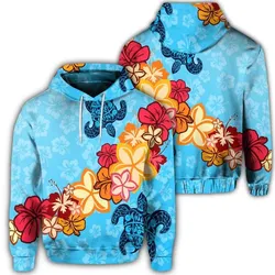 Alohawaii Hoodie - Hawaiian Ocean Turtle Plumeria And Hibiscus Polynesian Hoodie - AH - JR