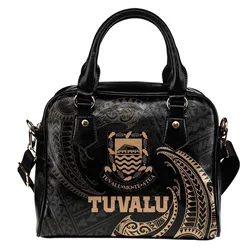 Tuvalu Polynesian Shoulder Handbag - Gold Tribal Wave