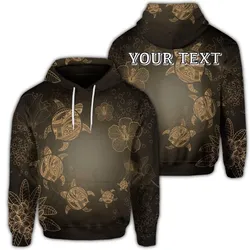 (Personalised) Hawaiian Plumeria Hibiscus Turtle Under Sea Polynesian Hoodie Gold AH
