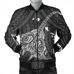 Alohawaii Jacket - Hawaiian Map Kanaka Manta Ray Polynesian Bomber Jacket White - AH - J4R