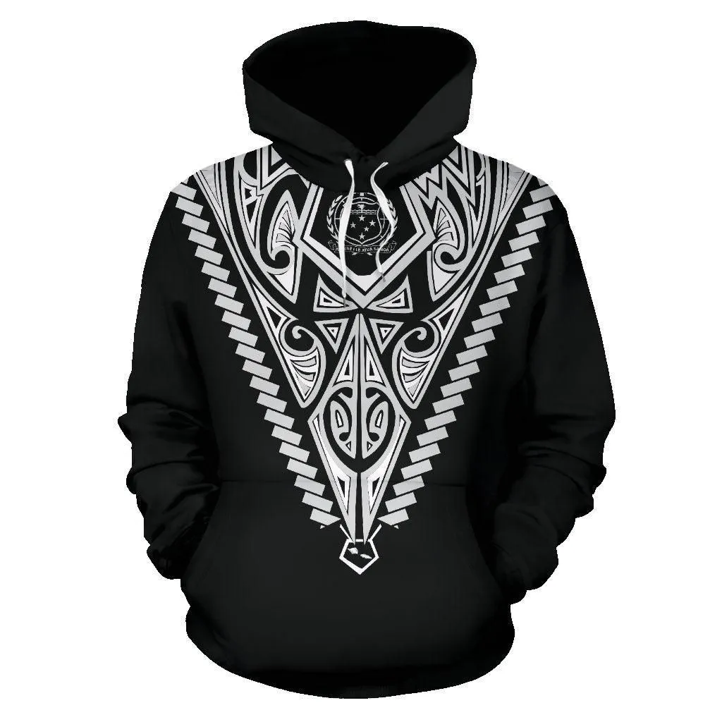 Born Samoa Hoodie -Samoa Coat Of Arms Polynesian Tattoo K5 White