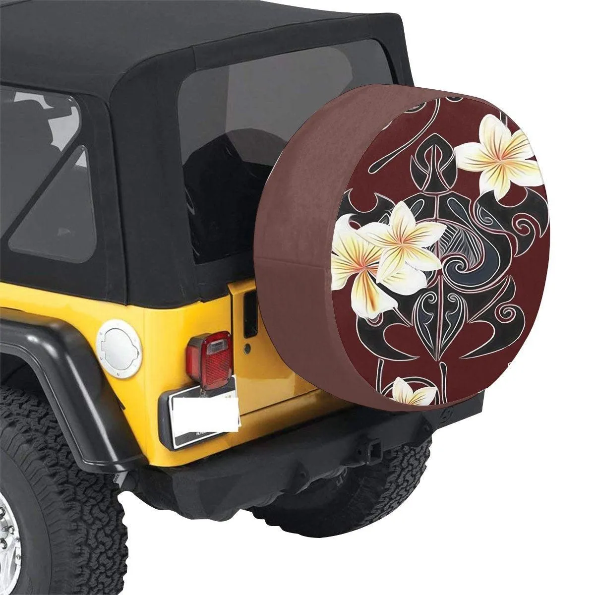 Turtle Polynesian Trinal Plumeria Red Spare Tire Cover AH