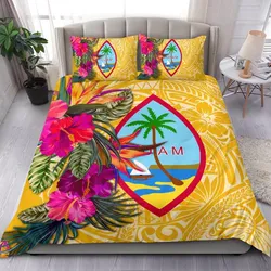 Guam Bedding Set - Hibiscus Polynesian Pattern Yellow Version
