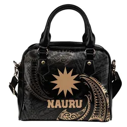 Nauru Polynesian Shoulder Handbag - Gold Tribal Wave