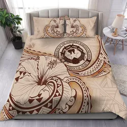 Northern Mariana Islands Bedding Set - Hibiscus Flower Vintage Style