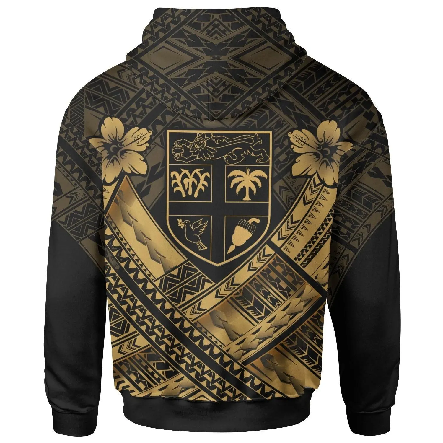 Fiji Polynesian Personalised Hoodie- Fiji Gold Seal Camisole Hibiscus Style - BN18