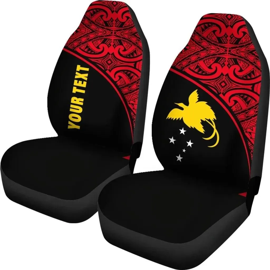 Papua New Guinea Polynesian Custom Personalised Car Seat Covers - Red Curve - BN11