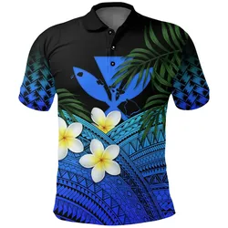 Alohawaii Shirt - Polo Shirt Kanaka Maoli (Hawaiian) Polynesian Plumeria Banana Leaves Blue A02
