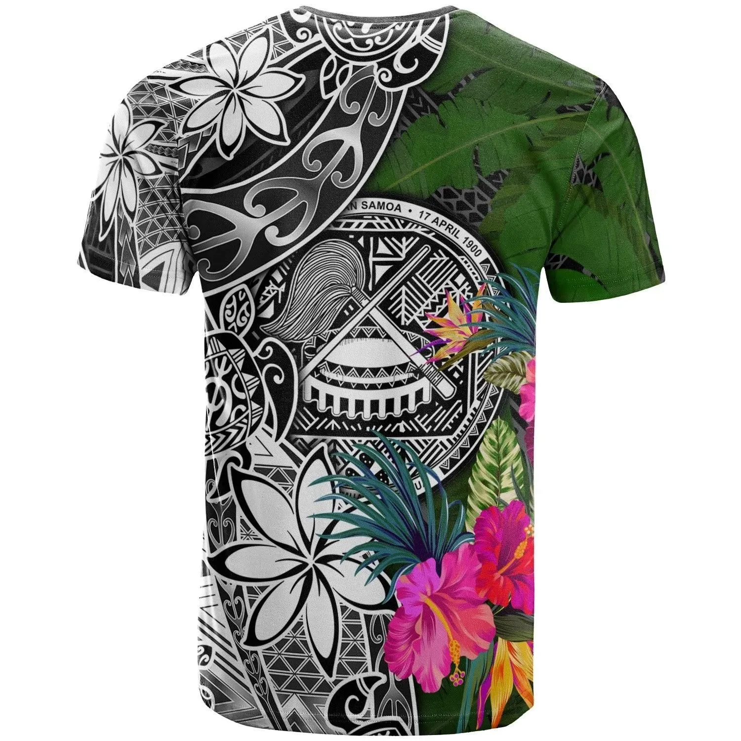 American Samoa T-Shirt - Turtle Plumeria Banana Leaf - BN11