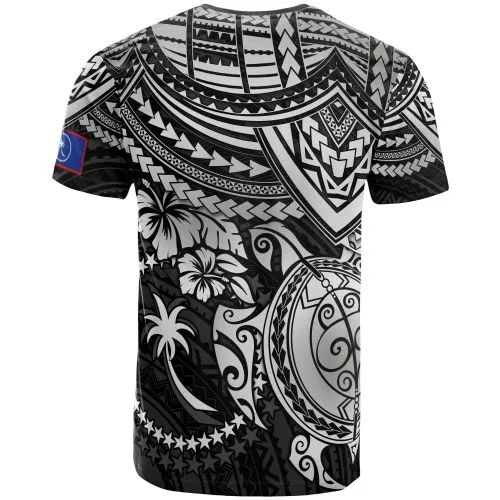 Chuuk T Shirt - Chuuk Flag Polynesian White Turtle Hibiscus