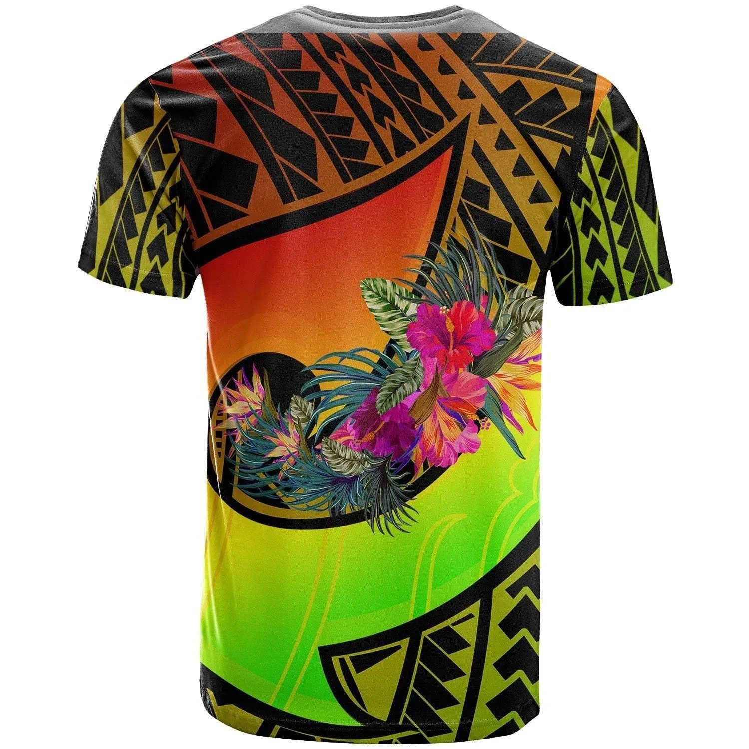 Tahiti T shirt - Polynesian Hook and Hibiscus Raggae