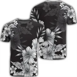 Alohawaii Tee - Hawaiian Hibiscus Black And White Polynesian T-shirt AH - JR