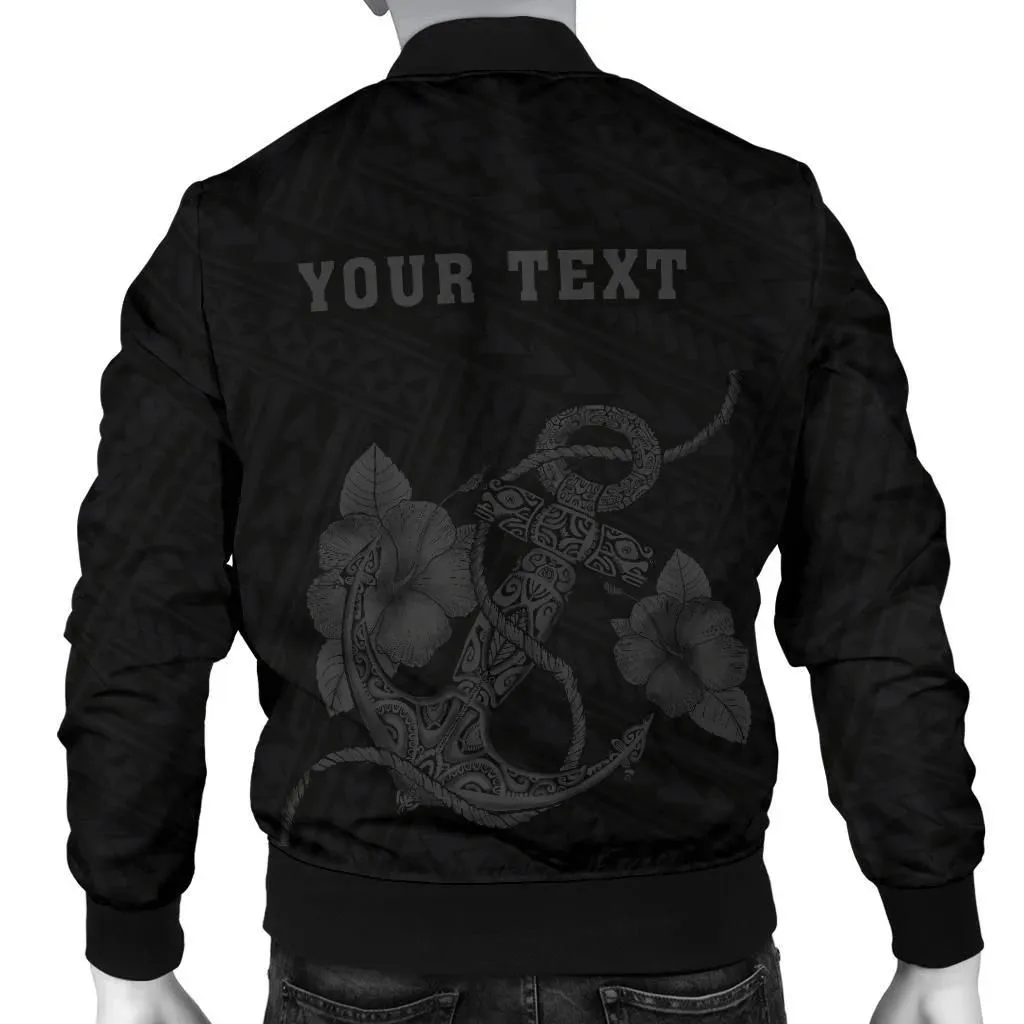 Hawaii Kakau Polynesian Anchor Personalized Men's Bomber Jacket - Grey - AH - J6