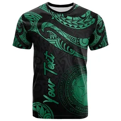 Northern Mariana Islands Polynesian Custom Personalised T-Shirt - Poly Tattoo Green Version