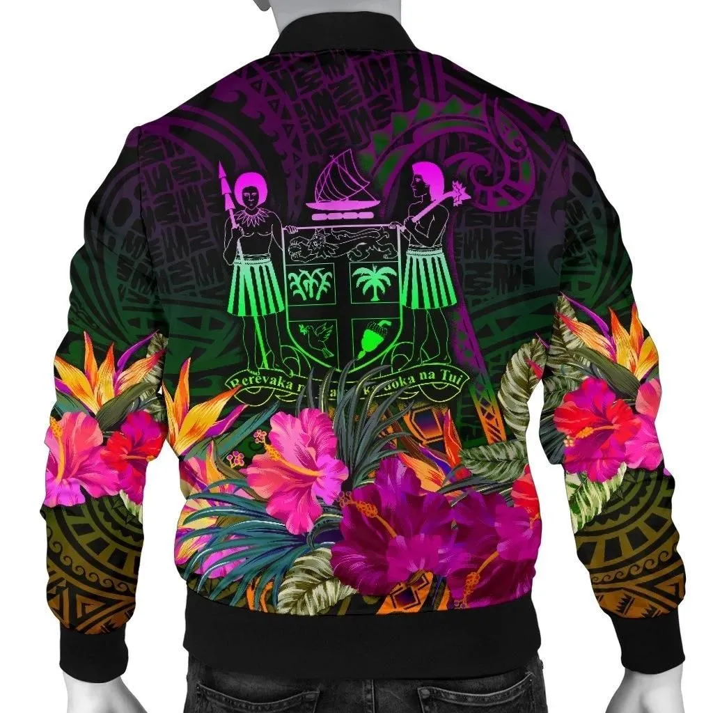 Fiji Men's Bomber Jacket - Summer Hibiscus - BN15