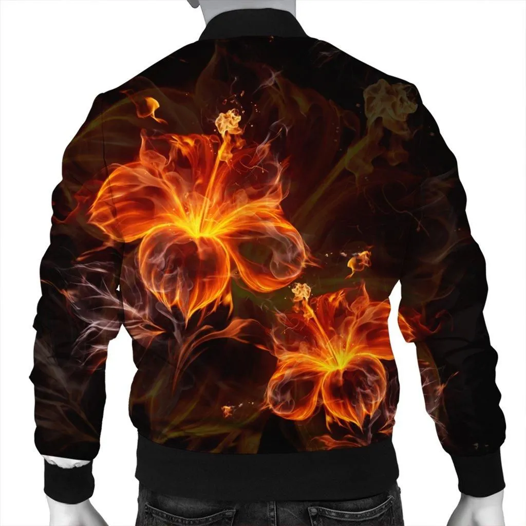 Hawaiian Hibiscus Fire Polynesian Bomber Jacket - AH