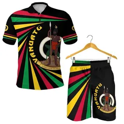 Combo Polo Shirt and Men Short Vanuatu Rugby Creative Style