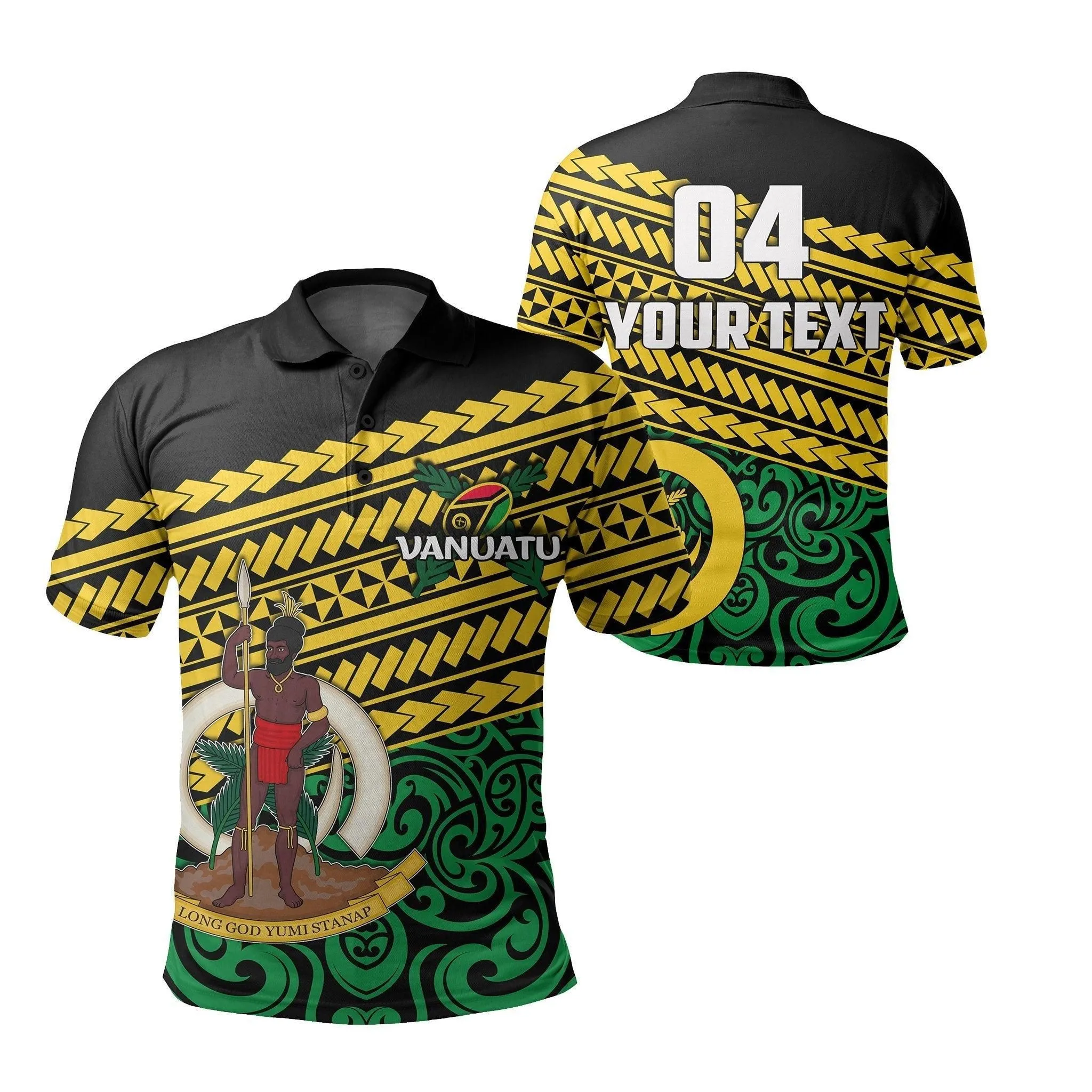 (Custom Personalised) Vanuatu Rugby Polo Shirt Polynesian Style