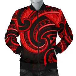 New Zealand Maori Mangopare Men Bomber Jacket Polynesian - Red