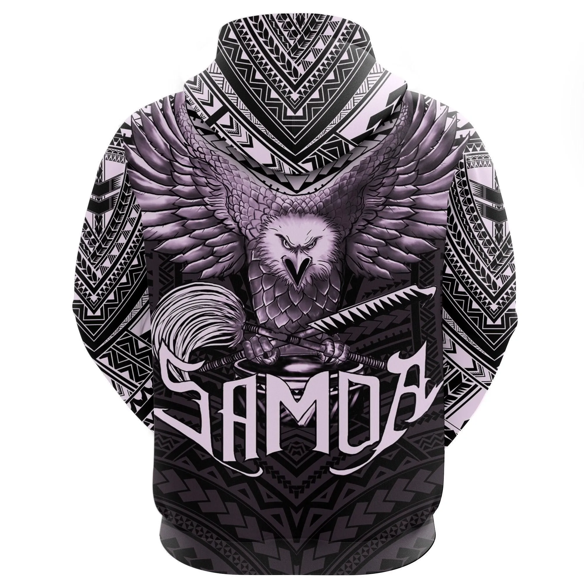 American Samoa Hoodie Eagle Tattoo Style Pastel Pink