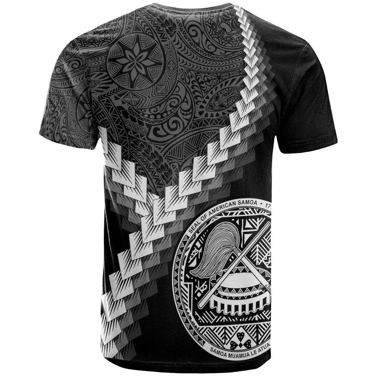 American Samoa T-Shirt - American Samoa Coat Of Arms With Polynesian Tattoo White