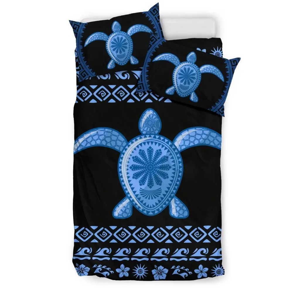 Hawaiian Hibiscus Turtle Polynesian Bedding Sets - Blue Version